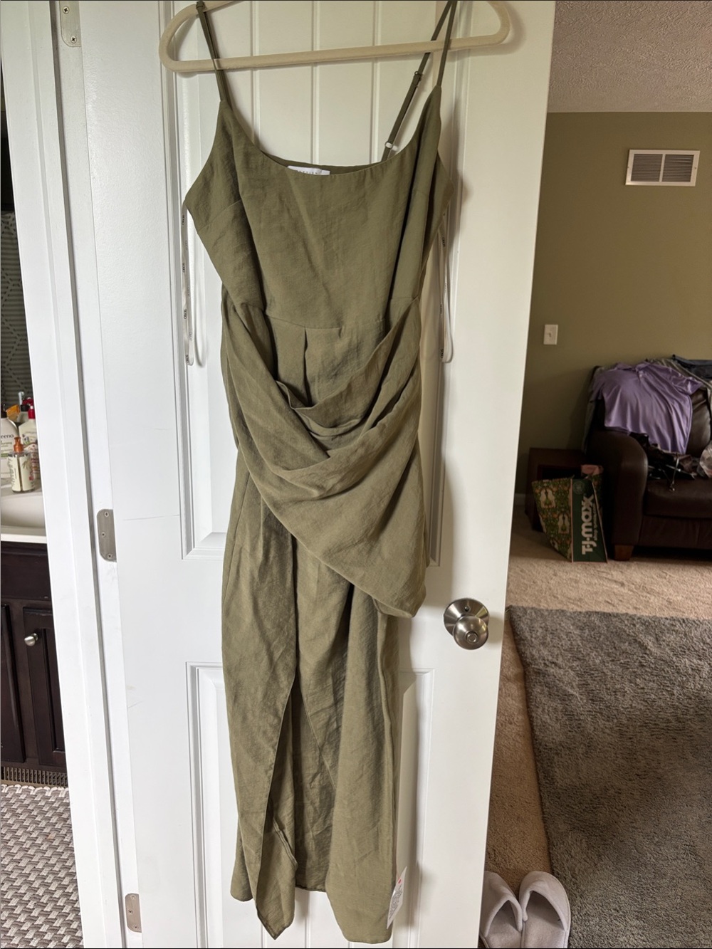 ASOS Olive Draped Maxi Dress with Spaghetti Straps